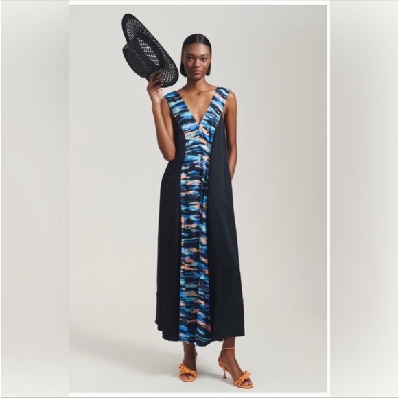 ANTHROPOLOGIE Maeve V Neck Maxi Dress Size 10 - Picture 4 of 9